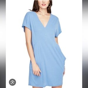 blue rachel roy womens draped pockets shift dress